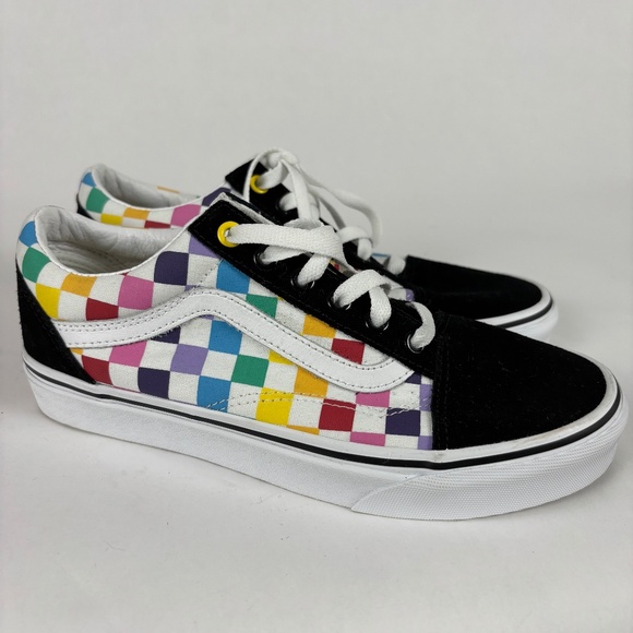 Vans Old School Black Multicolor Checkered Shoes/Sneakers Sizes Wo 7.5 /  Men 6 - Picture 1 of 9
